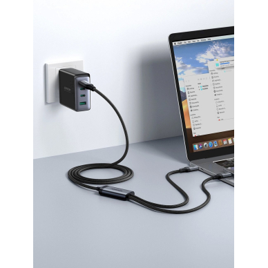 2 in 1 kabelis Joyroom speedy series SA21-1T2 USB-C - USB-C / Lightning 100W 1.5m Juodas 7