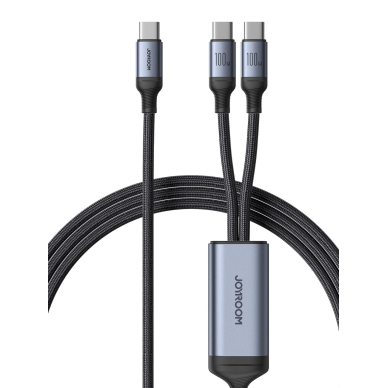 2 in 1 kabelis Joyroom speedy series SA21-1T2 USB-C - USB-C / USB-C 1.5m Juodas 10