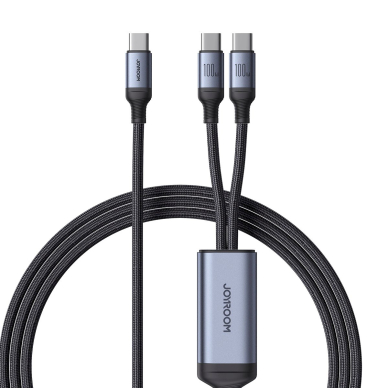 2 in 1 kabelis Joyroom speedy series SA21-1T2 USB-C - USB-C / USB-C 1.5m Juodas