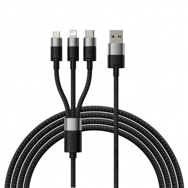 3in1 USB - micro USB / Lightning / USB C 3.5A 1.2m cable Baseus StarSpeed - Juodas