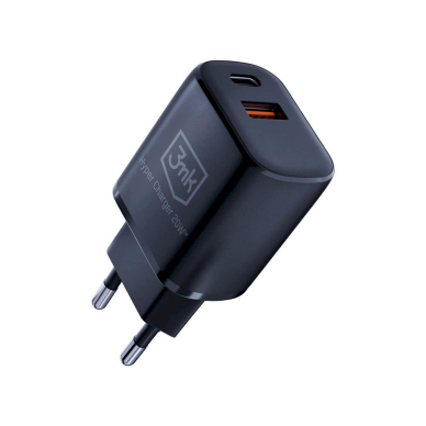 3mk Hyper Įkroviklis  20W USB-C USB-A wall Įkroviklis  - Juodas 3