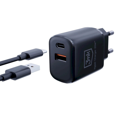 3mk Hyper Įkroviklis  20W USB-C USB-A wall Įkroviklis  - Juodas 6