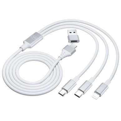 3mk Hyper Kabelis 3in1 USB-A - USB-C / USB-C - micro USB - Lightning 1.5m - Baltas 7