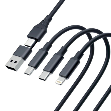 3mk Hyper Kabelis 3in1 USB-A - USB-C / USB-C - micro USB - Lightning 1.5m - Juodas 6