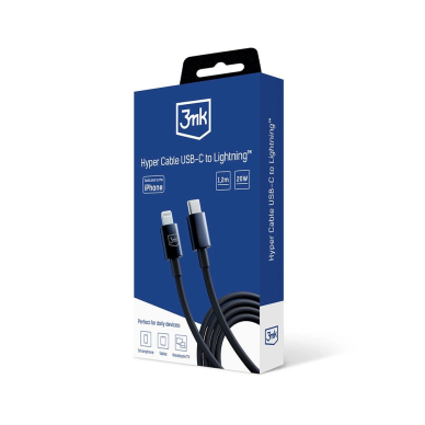 3mk Hyper Kabelis USB-C / Lightning 20W 1.2m - Juodas 9