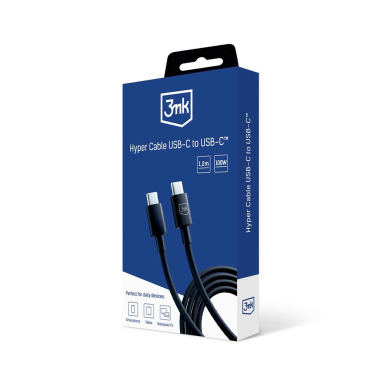 3mk Hyper Kabelis USB-C / USB-C 100W 1.2m - Juodas 9