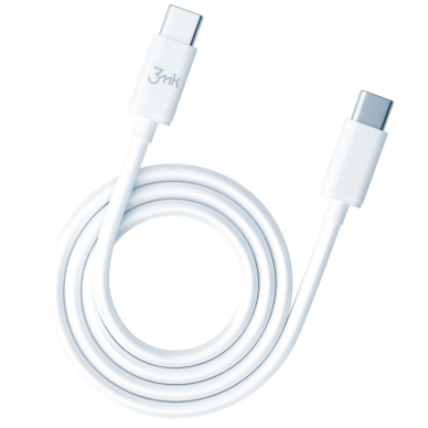 3mk Hyper Kabelis USB-C / USB-C 100W 2m - Baltas 2