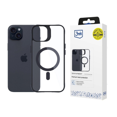 3mk Satin MagCase Dėklas iPhone 15 - Juodais kraštais