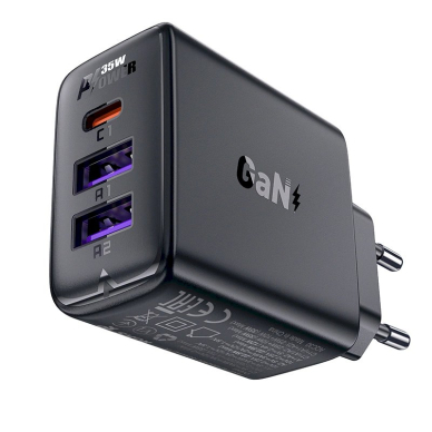 Acefast A57 PD 35W GaN Įkroviklis  2 x USB-A + USB-C 3 ports - Juodas 1