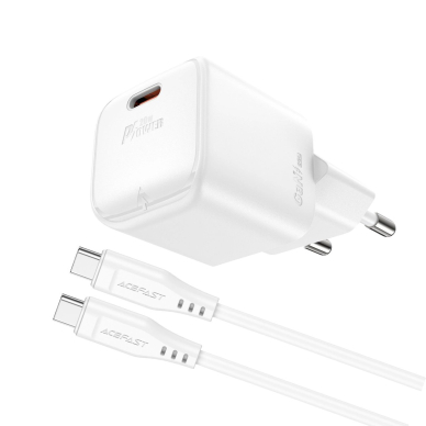 Acefast A73 Mini PD 20W GaN wall Įkroviklis  + USB-C kabelis - baltas 1