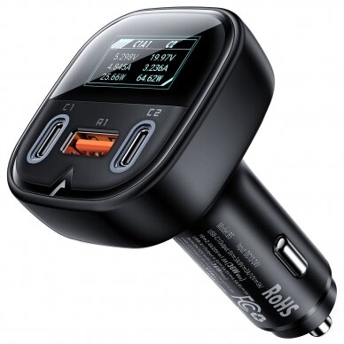 Acefast car charger 101W 2x USB Type C / USB, PPS, Power Delivery, Quick Charge 4.0, AFC, FCP black (B5)