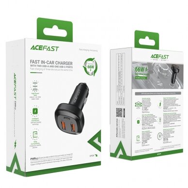 Acefast car charger 66W 2x USB / USB Type C, PPS, Power Delivery, Quick Charge 4.0, AFC, FCP, SCP Juodas (B9) 4