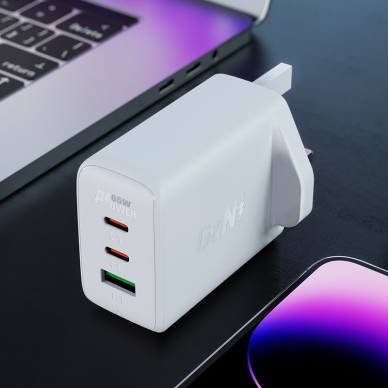 Acefast charger GaN 65W 3 ports (1xUSB, 2xUSB C PD) UK plug Juodas (A44) 5