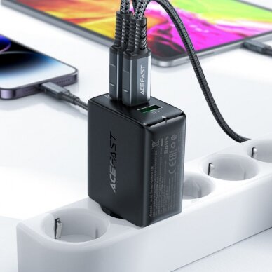 Acefast fast charger GaN (2xUSB-C / USB-A) PPS / PD / QC4+ 65W Juodas (A41) 5