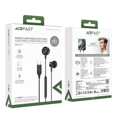 Acefast L2 in-ear ausinės USB-C connector, microphone remote control 1.2 m - Juodas 4