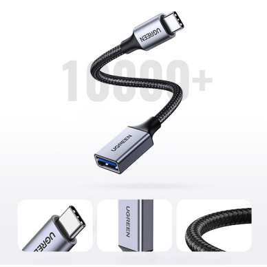 Adapteris USB C (male) - USB (female) 3.0 OTG cable 0.15m Ugreen US378 - Juodas 9