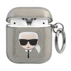 Airpods Dėklas Karl Lagerfeld KLA2UKHGK AirPods cover Juodas Glitter Karl`s Head KOW068