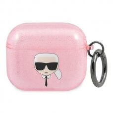 Airpods Dėklas Karl Lagerfeld KLA3UKHGP AirPods 3 cover Rožinis Glitter Karl`s Head KOW068