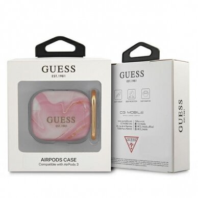 Airpods Dėklas Guess GUA3UNMP AirPods 3 cover Rožinis Marble Collection KOW068 2