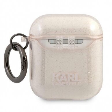 Airpods Dėklas Karl Lagerfeld KLA2UKHGD AirPods cover Auksinis Glitter Karl`s Head KOW068 1