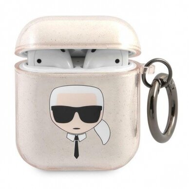 Airpods Dėklas Karl Lagerfeld KLA2UKHGD AirPods cover Auksinis Glitter Karl`s Head KOW068