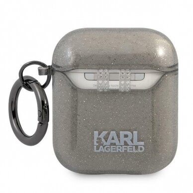 Airpods Dėklas Karl Lagerfeld KLA2UKHGK AirPods cover Juodas Glitter Karl`s Head KOW068 1