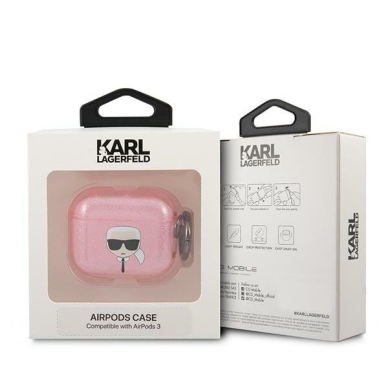 Airpods Dėklas Karl Lagerfeld KLA3UKHGP AirPods 3 cover Rožinis Glitter Karl`s Head KOW068 2