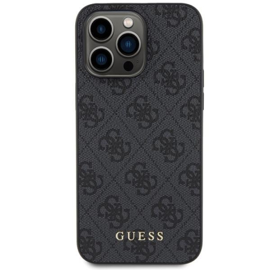 Akcija! Dėklas Guess 4G Metal Auksinis Logo   iPhone 15 Pro Max - Pilkas  2