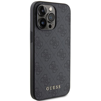 Akcija! Dėklas Guess 4G Metal Auksinis Logo   iPhone 15 Pro Max - Pilkas  3