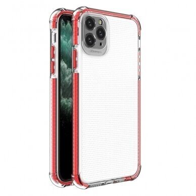 Akcija! Iphone 11 Pro Max dėklas Spring Case  skaidrus raudonais kraštais