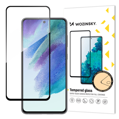 Akcija! LCD apsauga Wozinsky Tempered Glass Full Glue Samsung Galaxy S21 FE juodais kraštais