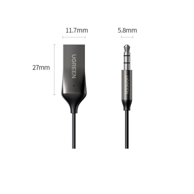 AKCIJA! *** Prekė su pažeista pakuote 1 vnt. *** Ugreen Bluetooth 5.0 audio receiver cable USB AUX audio jack adapter black (70601 CM309)  16