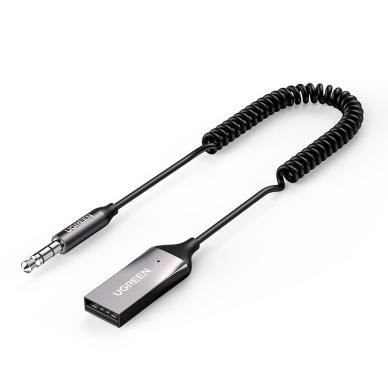 AKCIJA! *** Prekė su pažeista pakuote 1 vnt. *** Ugreen Bluetooth 5.0 audio receiver cable USB AUX audio jack adapter black (70601 CM309)