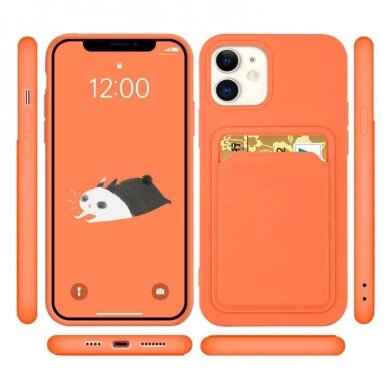 Akcija! Iphone 13 Pro dėklas Card Case silicone wallet raudonas 3