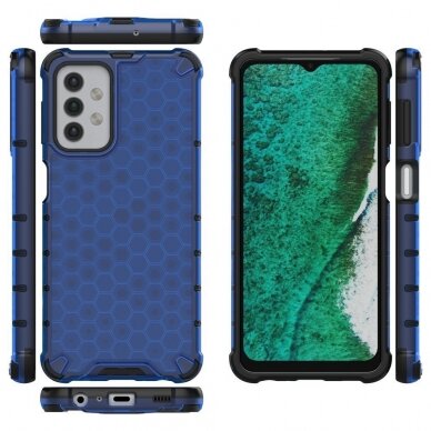 Akcija! Samsung Galaxy A73 5G plastikinis dėklas HONEYCOMB mėlynas 1