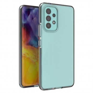 Akcija! samsung galaxy a73 5G dėklas Spring Case  TPU  skaidrus juodais kraštais