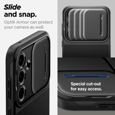 Akcija! Spigen Optik Armor Dėklas skirtas Samsung Galaxy A55 5G - Juodas  15