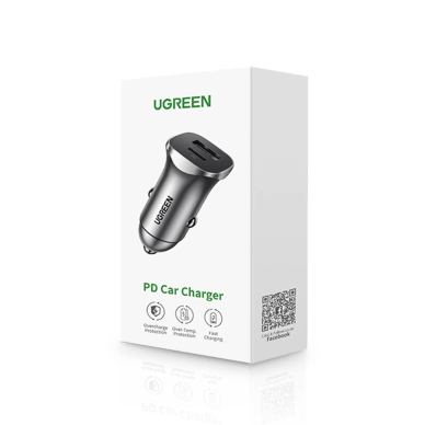 Akcija! Ugreen fast car charger USB-A / USB-C 18W gray (CD130)  4