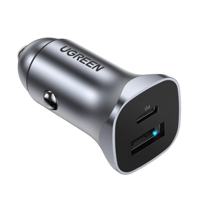 Akcija! Ugreen fast car charger USB-A / USB-C 18W gray (CD130)  5