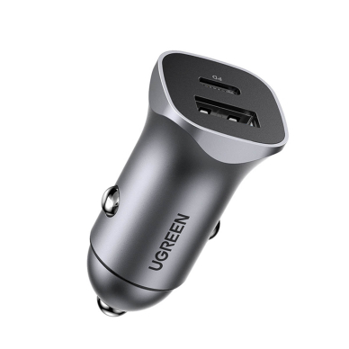 Akcija! Ugreen fast car charger USB-A / USB-C 18W gray (CD130)  6