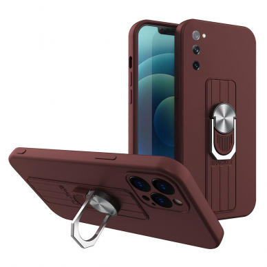 Akcija! Samsung Galaxy S21 Plus dėklas su žiedu Ring case Bordo