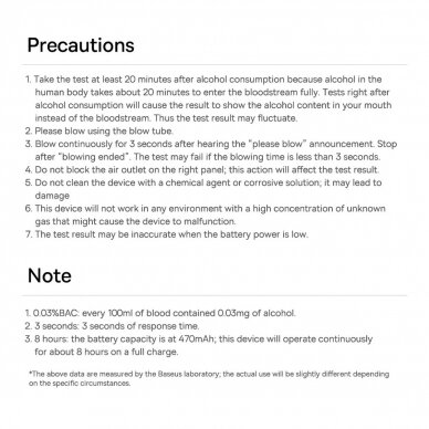 Alkotesteris Baseus SafeJourney Pro Series breathalyzer 470mAh Pilkas 27
