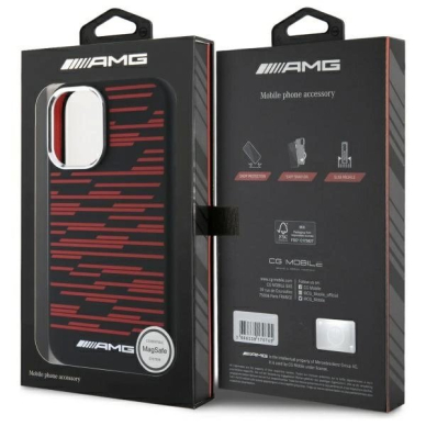 AMG Silicone Graphics MagSafe Dėklas iPhone 16 - Juodas 7