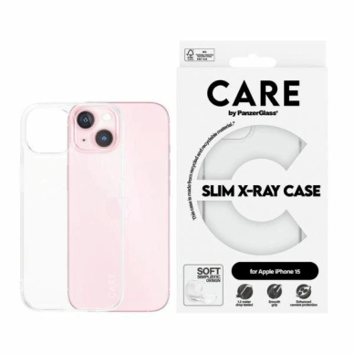 Apsauginis dėklas CARE by PanzerGlass Slim X-Ray  iPhone 15 - permatomas