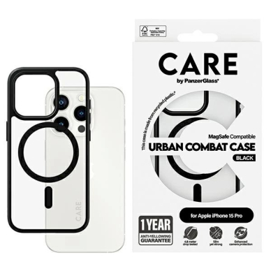 Apsauginis dėklas CARE by PanzerGlass Urban Combat Case MagSafe for iPhone 15 Pro - Juodas