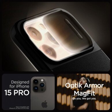 Apsauginis dėklas Spigen OPTIK ARMOR MAG MAGSAFE IPHONE 15 PRO Juodas 12