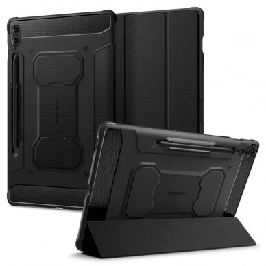 Apsauginis dėklas Spigen Rugged Armor Pro case skirta Samsung Galaxy Tab S9 FE+ 12.4&#39 &#39  X610 / X616B - Juodas