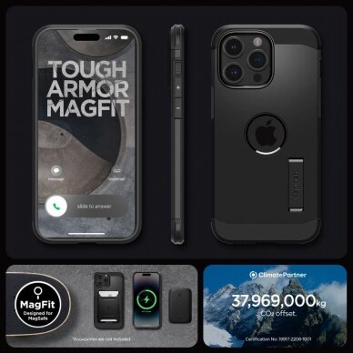 Apsauginis dėklas Spigen TOUGH ARMOR MAG MAGSAFE IPHONE 15 PRO MAX Juodas 15