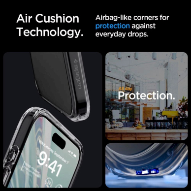 Apsauginis dėklas Spigen Ultra Hybrid case skirta iPhone 15 Pro - Permatomas pilkos spalvos 10