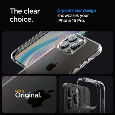 Apsauginis dėklas Spigen ULTRA HYBRID IPHONE 15 PRO CRYSTAL CLEAR 10